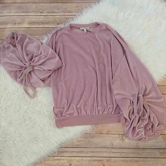 Express Tops - Express Balloon Tie Sleeve Shirt